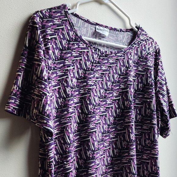 BonWorth Purple Print Scoop Neck Short Sleeve Jersey Size Large - Picture 2 of 12